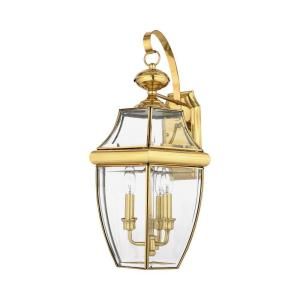 Filament Design 3 Light 13.00 in. Outdoor Polished Brass Clear Glass Wall Mount Light CLI GH8009208