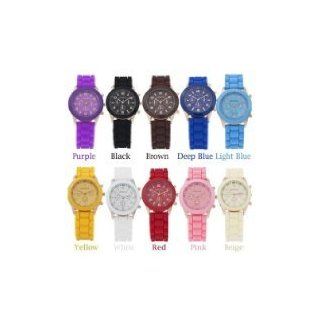 12 Colors GENEVA Soft Silicone Band Quartz Movement Watch with Number Scale/Round Dial   BY KSSHOPPING : Vehicle Tv Tuners : Car Electronics