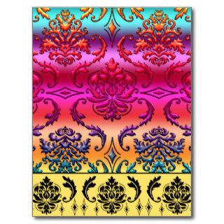 REVERSE RAINBOW FADE Fuchsia, Red, Orange, Yellow Postcard