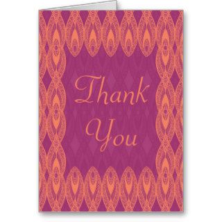 Mehndi Braid Frame Orange Thank You Card