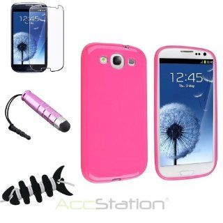 XMAS SALE!!! Hot new 2014 model Pink Jelly TPU Case+Clear Guard+Stylus For Samsung Galaxy S3 i9300+Fishbone WrapCHOOSE COLOR: Cell Phones & Accessories