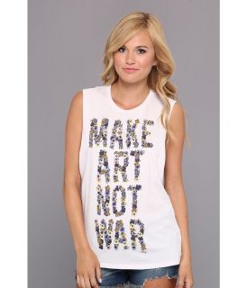 Obey Make Art Not War Floral Moto Tank Womens Sleeveless (White)