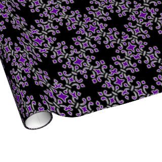 Vintage Damask Purple Black Gift Wrapping Paper