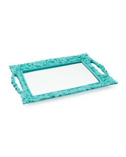 Medium Swirl Mirror Tray, Turquoise