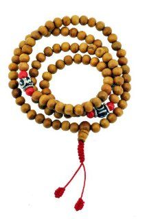Tibetan 8mm Wood Yak Bone 108 Prayer Beads Necklace, 108 Beads Mala: Jewelry