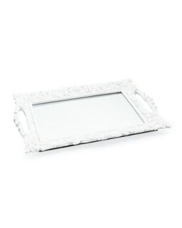 Medium Swirl Mirror Tray, White
