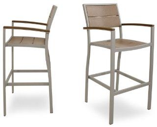 Trex Outdoor Furniture TXS127 1 11TH Surf City 2 Piece Bar Chair Set, Textured Silver/Tree House  Patio Dining Chairs  Patio, Lawn & Garden