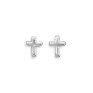 6x5mm Mens Small Polished Cross Post Earrings Jewelry