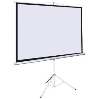 Projection Wide Screen 100 inch Diagonal 4:3 Manual Pull Down White Steel Case & Adjustable 67"   118" Tripod Stand Portable for Home Theater Office Video Projector: Electronics