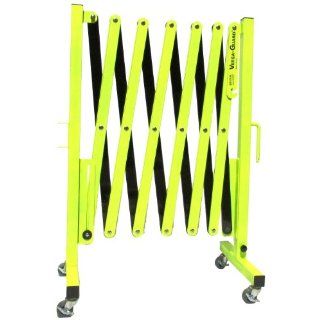 Versa Guard VG 6000 C Aluminum/Steel Expandable Portable Safety Barricade with Non Marking 2" Caster and Brake, 39" Height, 17" to 136" Expanded Height, Flourescent Yellow/Black: Industrial Safety Chain Barriers: Industrial & Scient