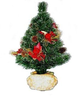 National Tree Company SZFX7 149 18 18 Inch Fiber Optic Fireworks Tree with Red Apples, Cones and Fiberglass Lighted Pot   Multi Wheel   Christmas Trees