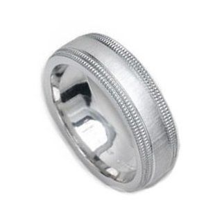5.0 Millimeters White Gold Wedding Band Ring 14Kt Gold, Comfort Fit: Jewelry