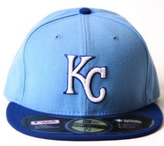 Kansas City Royals On Field Fitted Baseball Hat   SkyBlue/Royal,(Size 7 3/8): Clothing