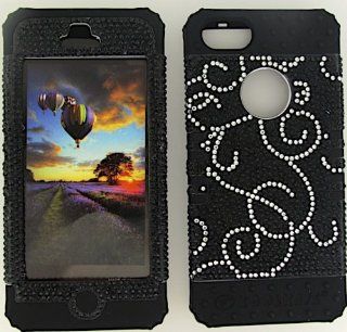 3 IN 1 HYBRID SILICONE BLING COVER FOR APPLE IPHONE 5 HARD CASE SOFT BLACK RUBBER SKIN VINES BK FD147 KOOL KASE ROCKER CELL PHONE ACCESSORY EXCLUSIVE BY MANDMWIRELESS: Cell Phones & Accessories