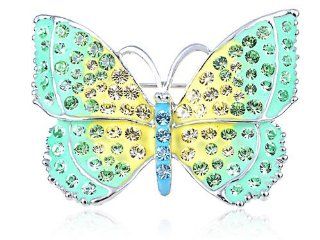 Swarovski Crystal Elements Green Yellow Jeweled Majestic Butterfly Pin Brooch Brooches And Pins Jewelry