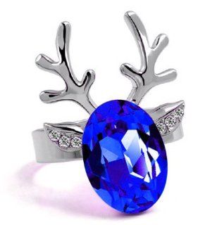 Lucky Reindeer Platinum plated Crystal Studded Fashion Ring: Jewelry