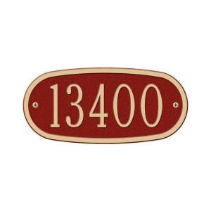 Whitehall Products Oval Red/Gold Petite Wall One Line Address Plaque 1340RG