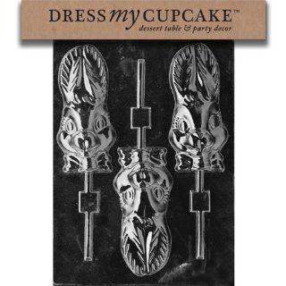 Dress My Cupcake DMCE162SET Chocolate Candy Mold, Long Eared Rabbit Lollipop, Set of 6: Candy Making Molds: Kitchen & Dining
