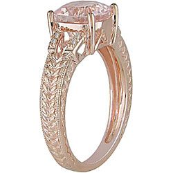 10k Pink Gold Morganite and Diamond Ring Gemstone Rings