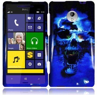 VMG For HTC 8XT (Sprint Version Only) Cell Phone Graphic Image Design Hard Case Cover   Black Blue Skull: Cell Phones & Accessories
