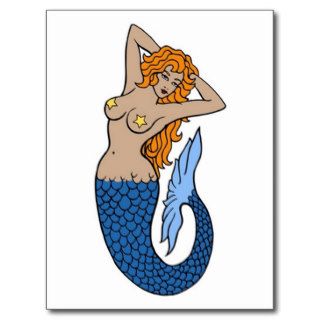 Vintage Mermaid Tattoo Art Post Cards