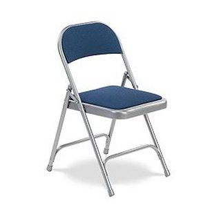 Virco® 188 Steel Folding Chair, Gray Frame With Blue Fabric Upholstery  