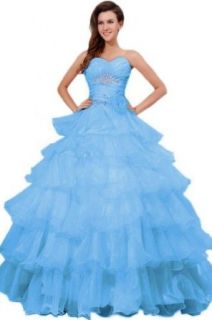 Sunvary Sweetheart Organza Ball Gown Prom Dress Quinceanera Dress Long AEL173 US Size 2  Blue at  Womens Clothing store