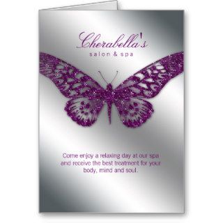 Spa Salon Brochure Card Butterfly Purple Silver