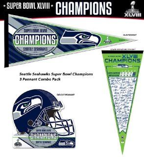 Seattle Seahawks Super Bowl XLVIII Champions Pennant (Combo Pack) : Sports & Outdoors