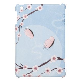 Sakura and Butterflies on Blue Background Cover For The iPad Mini