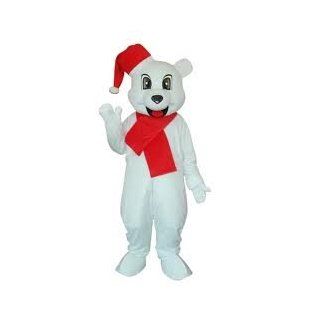 White Christmas Bear Mascot Adult Costume: Adult Sized Costumes: Clothing