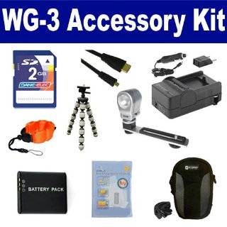  : Pentax WG 3 Digital Camera Accessory Kit includes: SDDLi92 Battery, SDM 192 Charger, KSD2GB Memory Card, SDC 23 Case, GP 22 Tripod, ZE VLK18 On Camera Lighting, ZELCKSG Care & Cleaning, ZE FS10 OR Underwater Accessories, HDMI6FMC AV & 