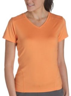 Russell Athletic Women's Luxe Layer V Neck Tee, Orangello, Small: Clothing