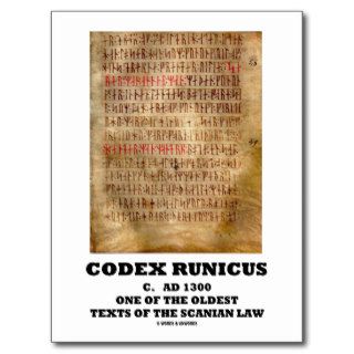Codex Runicus c. AD 1300 One Of The Oldest Texts Post Cards