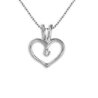 0.01 Carat White Diamond G H I1 Heart Love Charm Pendant 14K White / Yellow Gold Jewelry