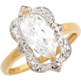 10k Two Toned Real Gold White 2.9ct CZ Fancy Ladies Engagement Ring Jewelry