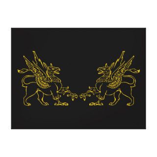 Two Golden Griffons Gallery Wrapped Canvas