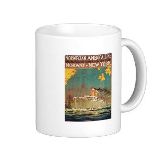 Norwegian American Line Vintage Passenger Ship Mugs