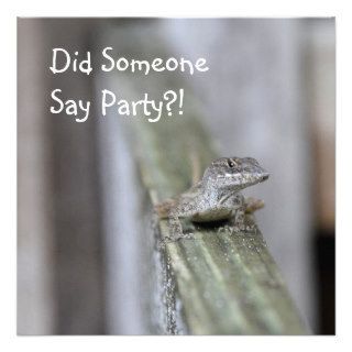 Cute Lizard Close Up Custom Invitations