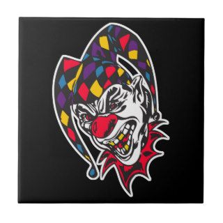 mad evil jester clown ceramic tile