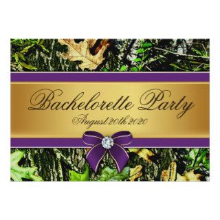 Purple Hunting Camo Bachelorette Party Invitations