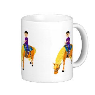 Cute cartoon boy riding horse pony cartoon gfits coffee mugs