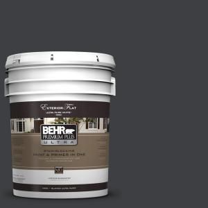 BEHR Premium Plus Ultra Home Decorators Collection 5 gal. #HDC MD 04 Totally Black Flat Exterior Paint 485305