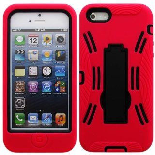 Bfun Red Heavy Duty Shock Proof Hard Stand Cover Case For Apple iPhone 5 5G AT&T Verizon Sprint: Cell Phones & Accessories