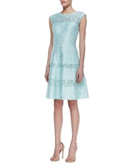 Tiered Lace Cap Sleeve Cocktail Dress, Mint   Kay Unger New York