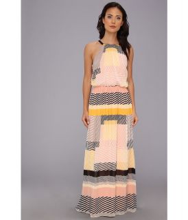 Vince Camuto Color Block Stripe Halter Maxi Dress Womens Dress (Multi)