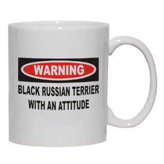 Warning: Black Russian Terrier with an attitude Mug for Coffee / Hot Beverage (choice of sizes and colors): Kitchen & Dining