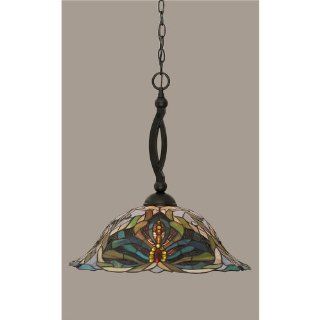 Toltec Lighting 271 MB 990 Bow   One Light Pendant, Matte Black Finish with Kaleidoscope Tiffany Glass   Ceiling Pendant Fixtures  