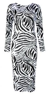 Vip Women's Long Sleeved Zebra Print Midi Dress