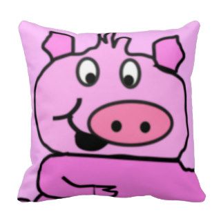 Drawn Pig face Throw Pillow